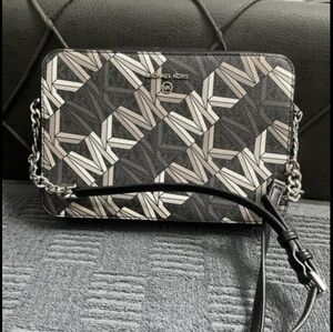 Michael Kors Geometric Black and Tan Crossbody Bag